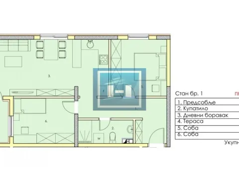 Sale, two bedroom apartment, 59m², Centar, Jagodina