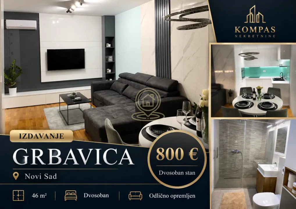 Rent, two bedroom apartment, 46m², Grbavica, Novi Sad Sve Podlokacije