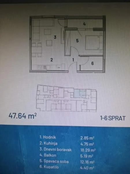 Sale, one bedroom apartment, 47m², Bar, Crna Gora