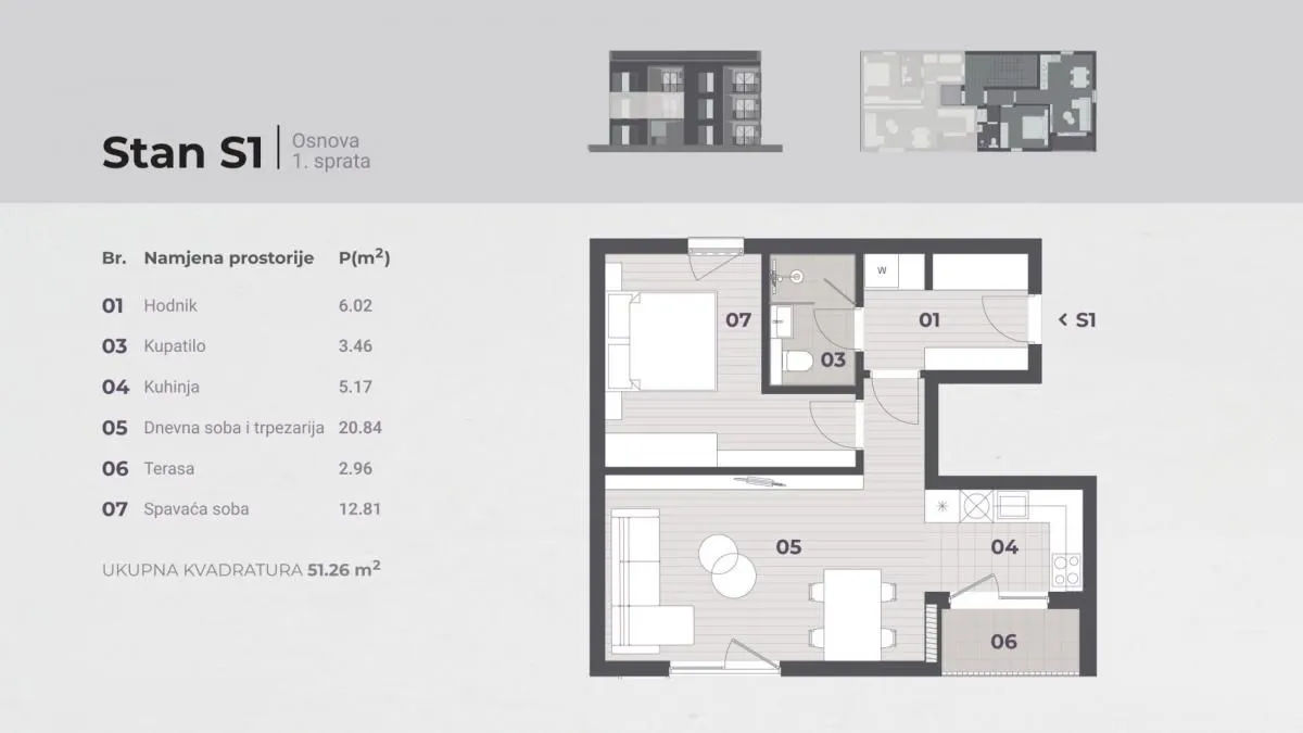 Sale, one bedroom apartment, 48m², Tivat, Crna Gora