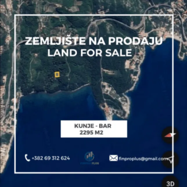 Prodaja, plac, 2295m², Utjeha, Bar