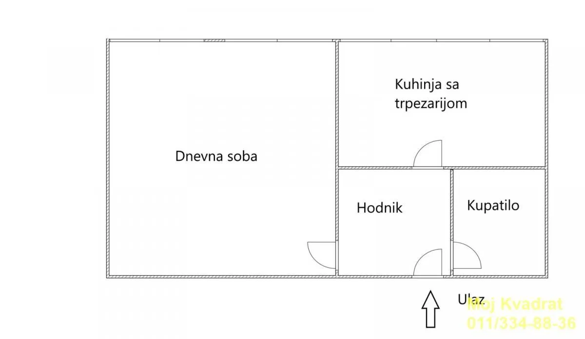 Crtež osnove stana sa rasporedom prostorija.