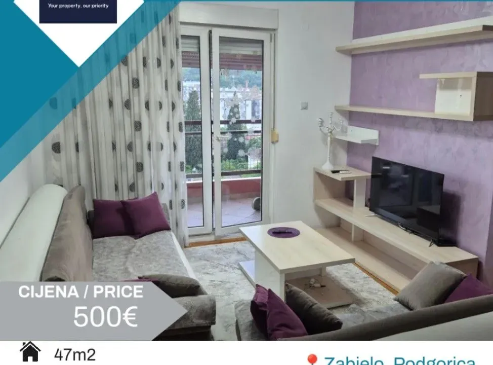 Izdavanje, jednosoban stan, 47m², Zabjelo, Podgorica