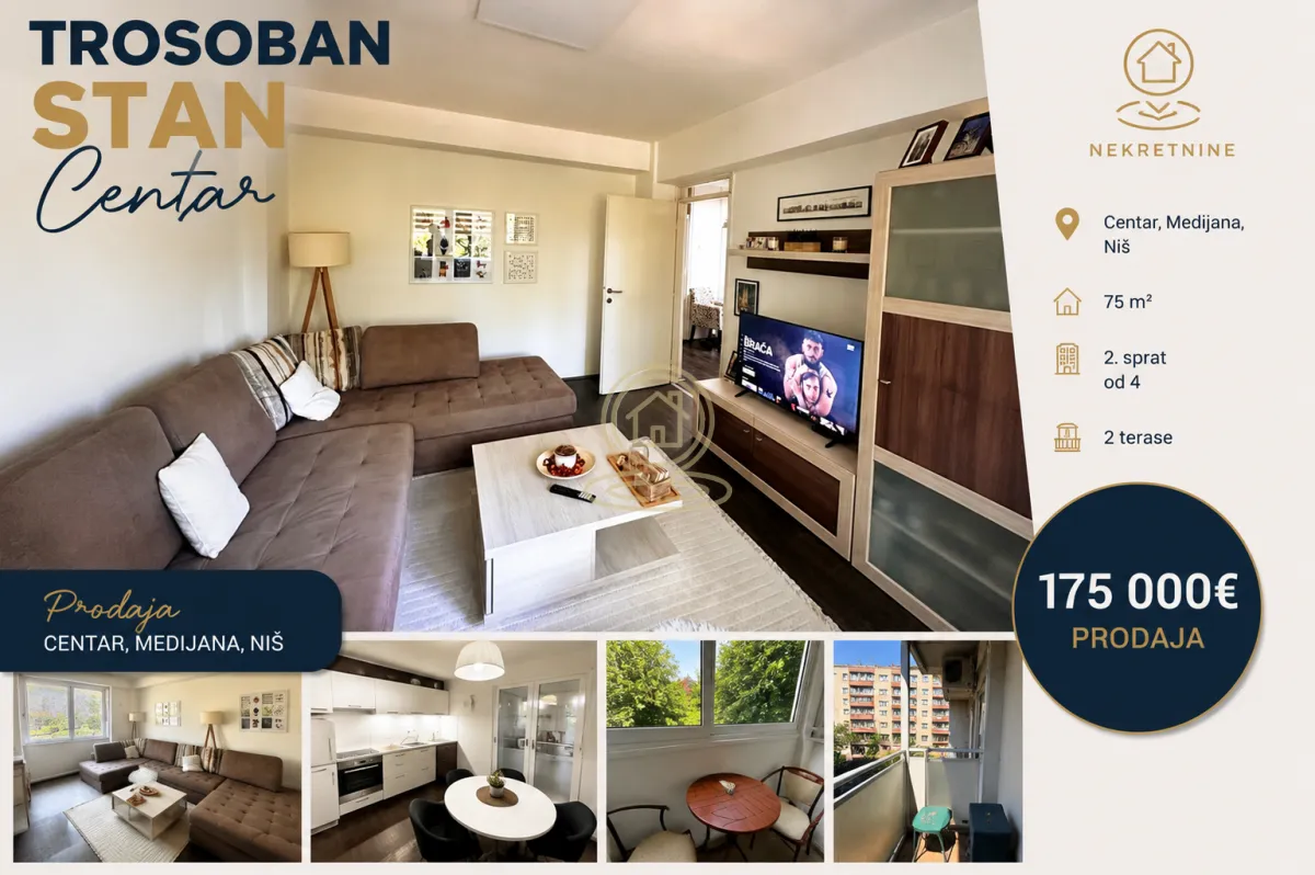 Prodaja, trosoban stan, 75m², Medijana, Niš