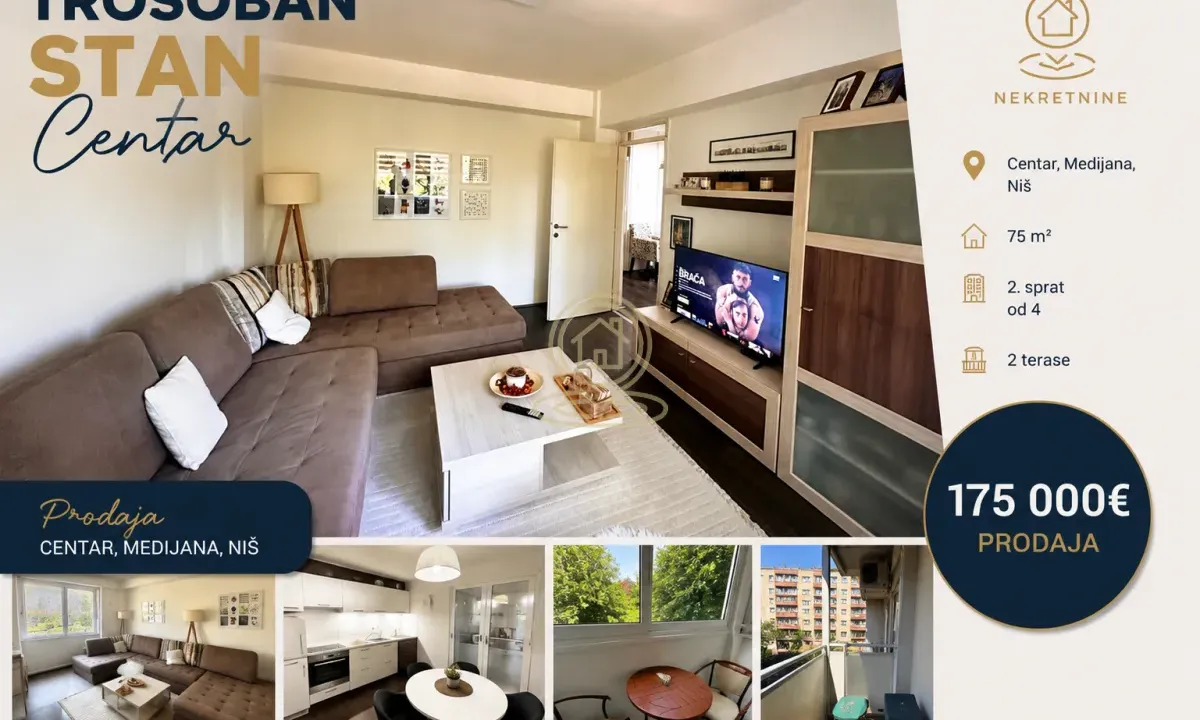 Prodaja, trosoban stan, 75m², Medijana, Niš