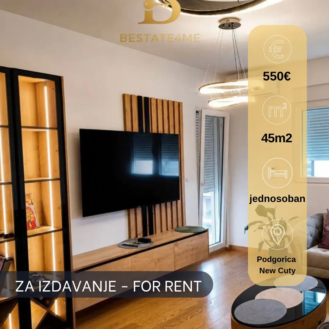 Rent, one bedroom apartment, 45m², New City, Podgorica