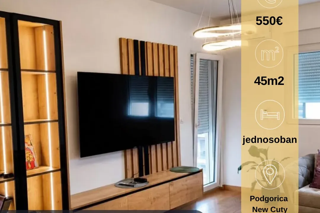 Rent, one bedroom apartment, 45m², New City, Podgorica