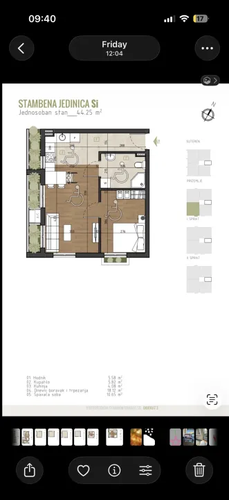 Sale, one bedroom apartment, 42m², Zabjelo, Podgorica