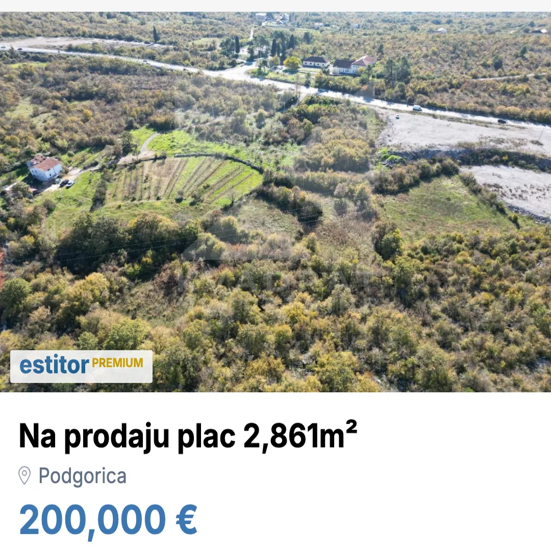 Prodaja, plac, 2861m², Gornji Kokoti, Podgorica