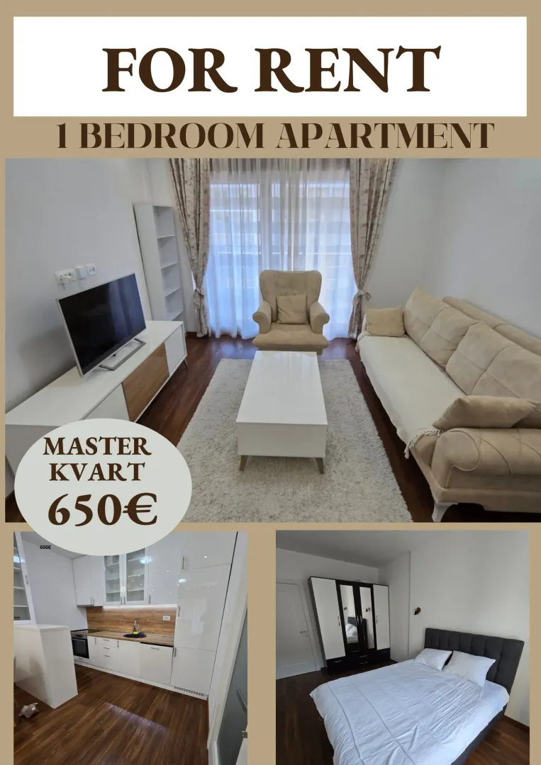 Izdavanje, jednosoban stan, 52m², Master Kvart, Podgorica