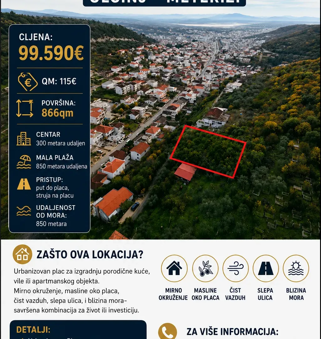 Sale, land lot, 866m², Centar, Ulcinj