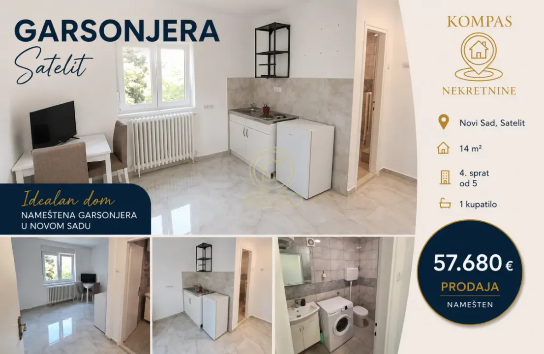 Sale, studio apartment, 14m², Satelit, Novi Sad Sve Podlokacije