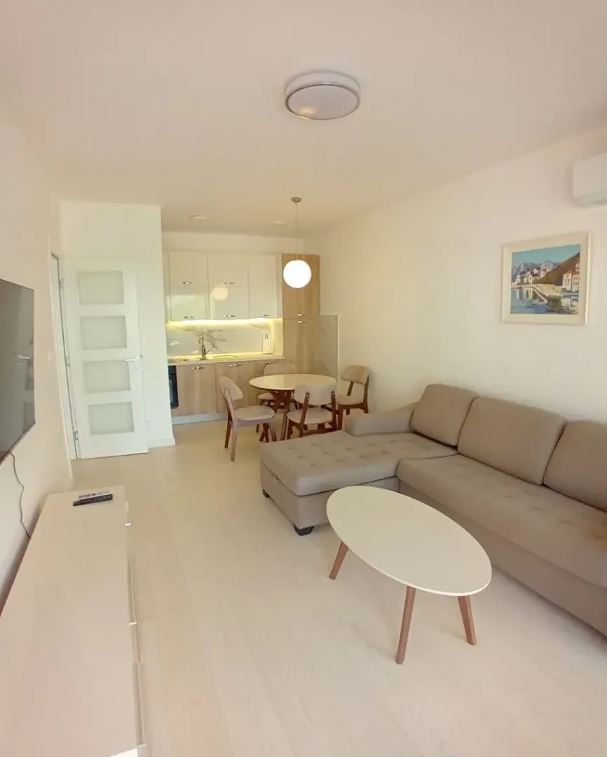 Spacious living room connected with the dining area and kitchen.