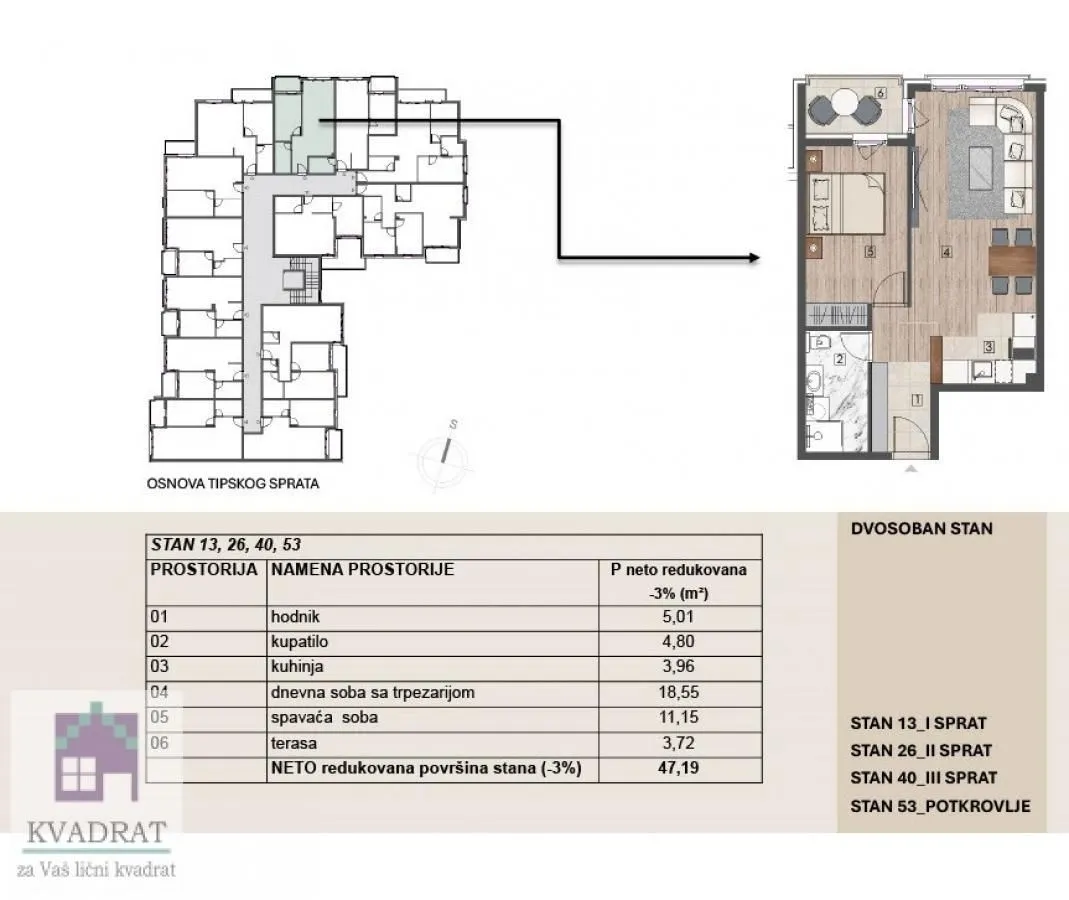 Sale, two bedroom apartment, 47m², Obrenovac, Beograd