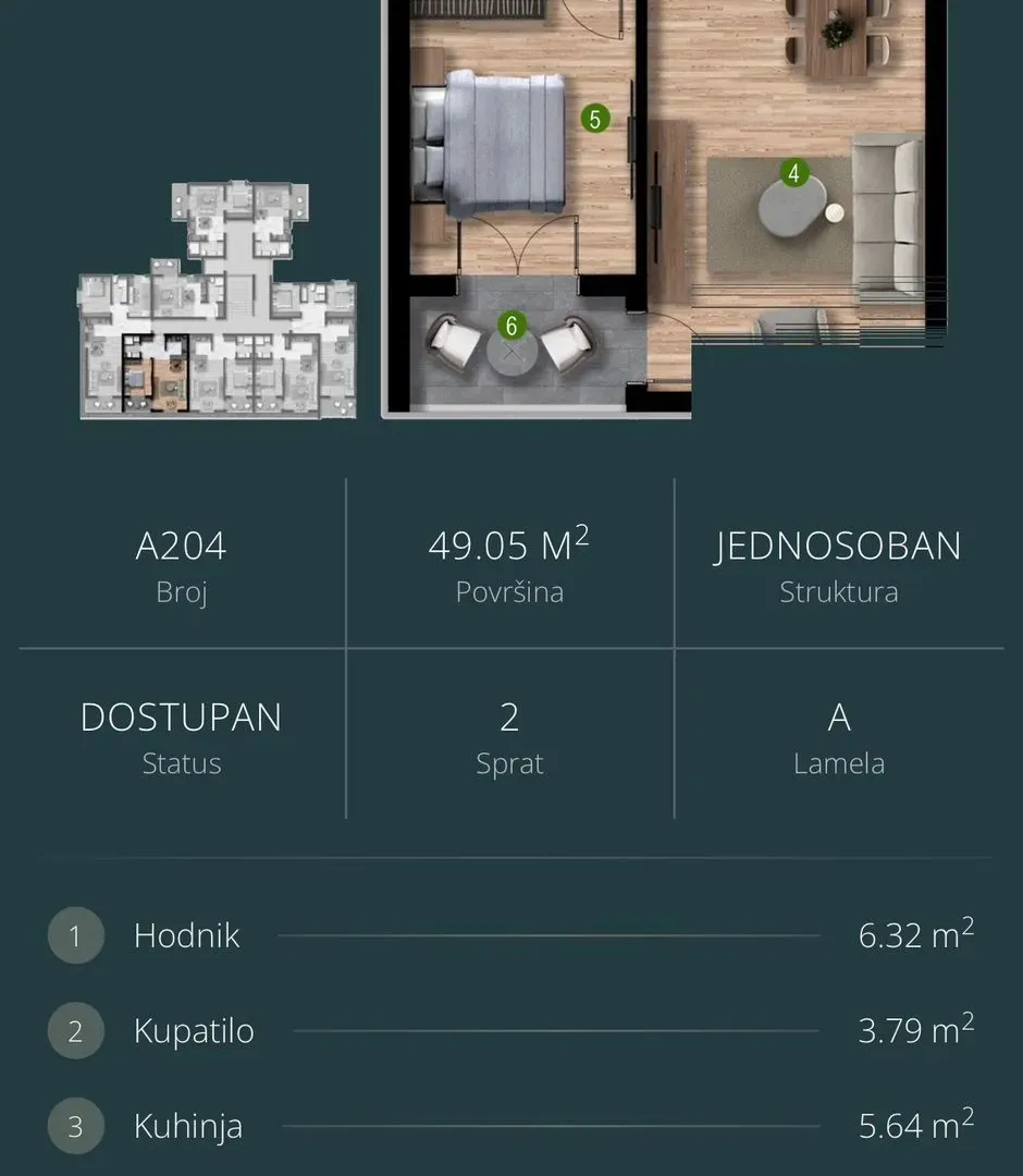 Sale, one bedroom apartment, 49m², Polje, Bar