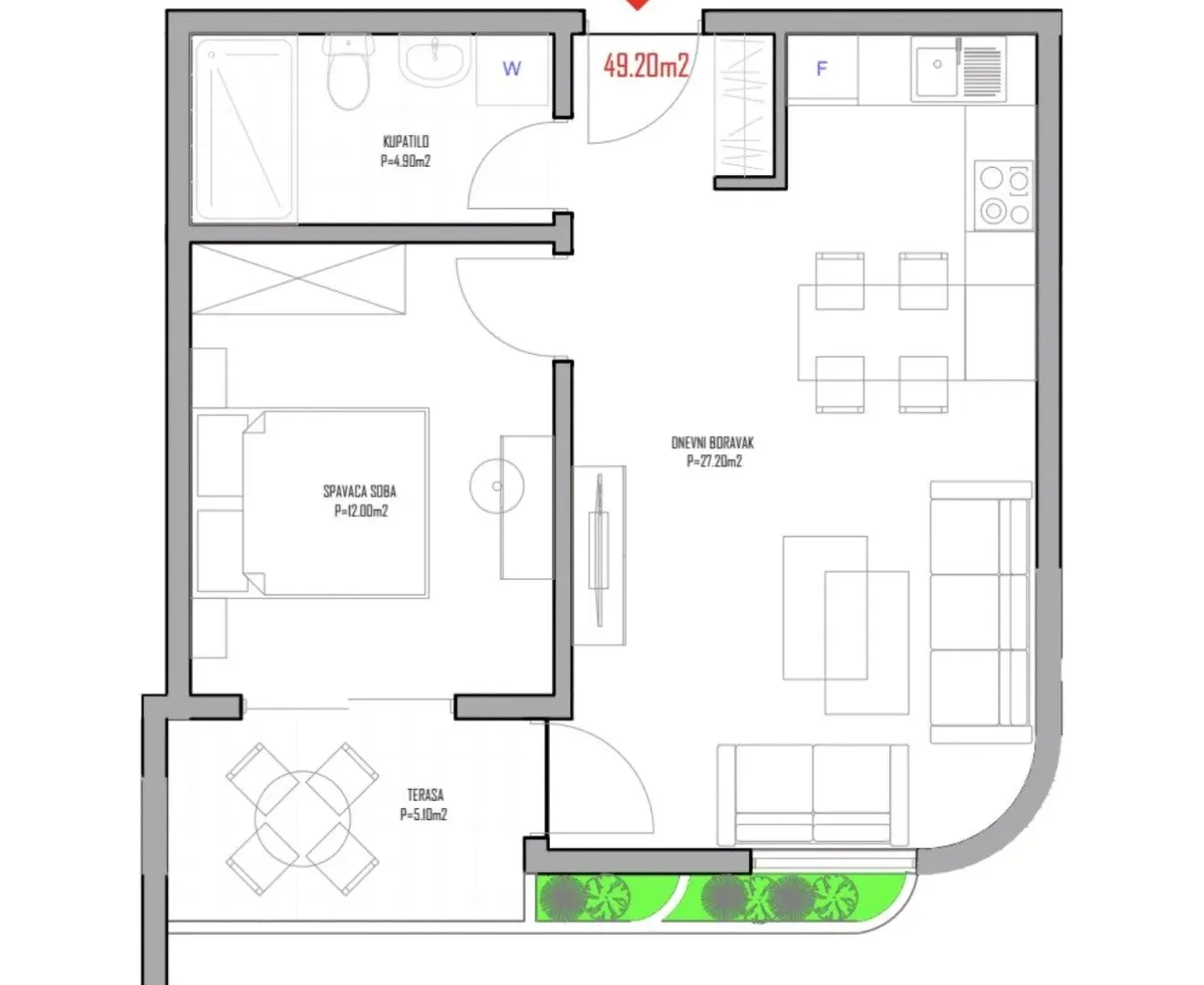 Sale, one bedroom apartment, 50m², Pinješ, Ulcinj