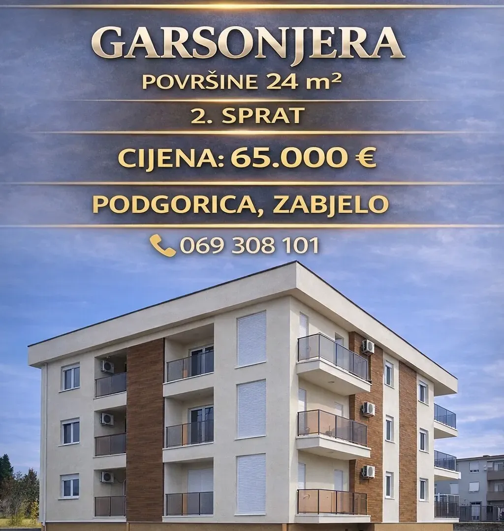 Prodaja, jednosoban stan, 24m², Zabjelo, Podgorica