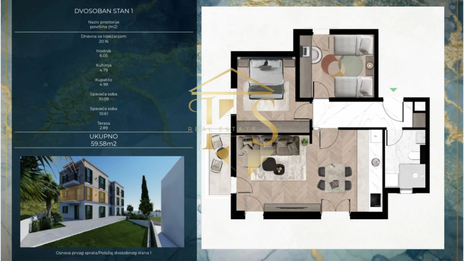 Prodaja, dvosoban stan, 60m², Kava, Tivat