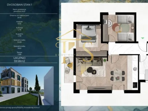 Sale, two bedroom apartment, 60m², Kava, Tivat - image 3