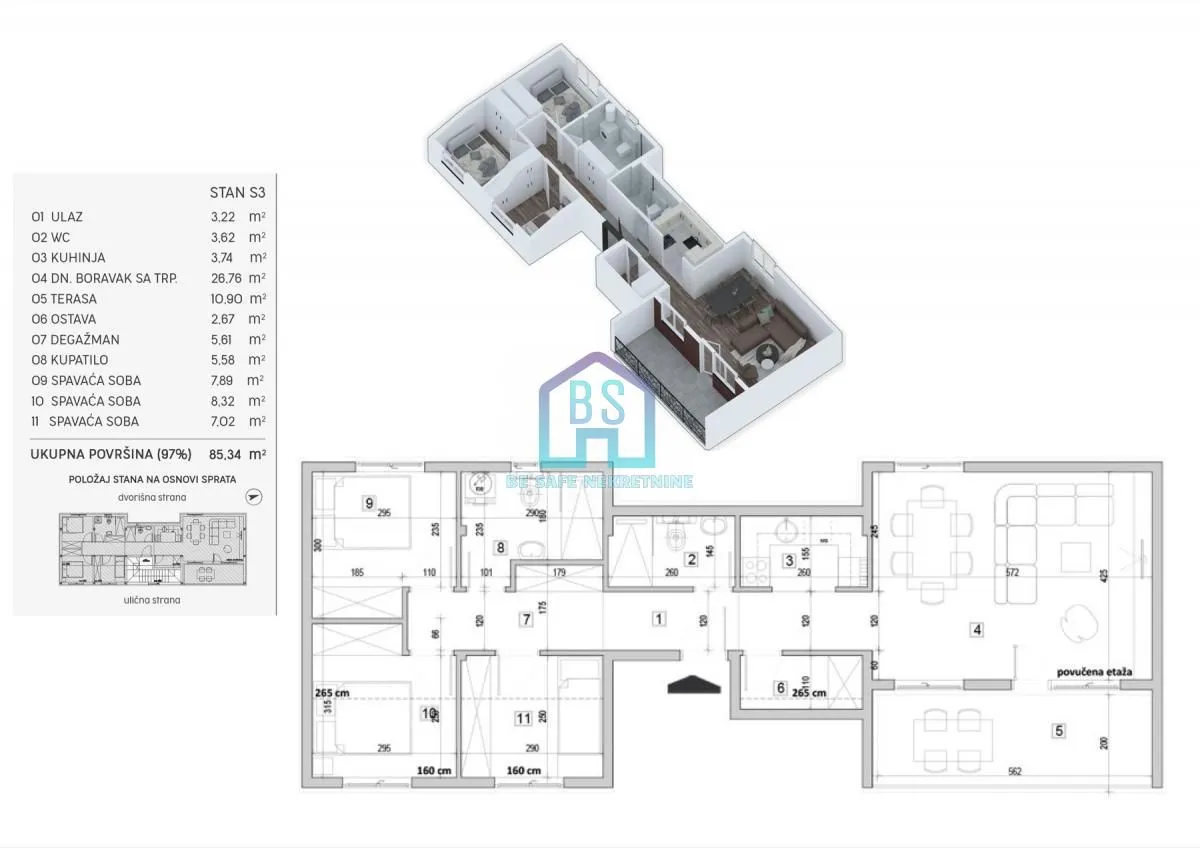 Prodaja, četvorosoban stan, 85m², Veternik, Novi Sad Sve Podlokacije