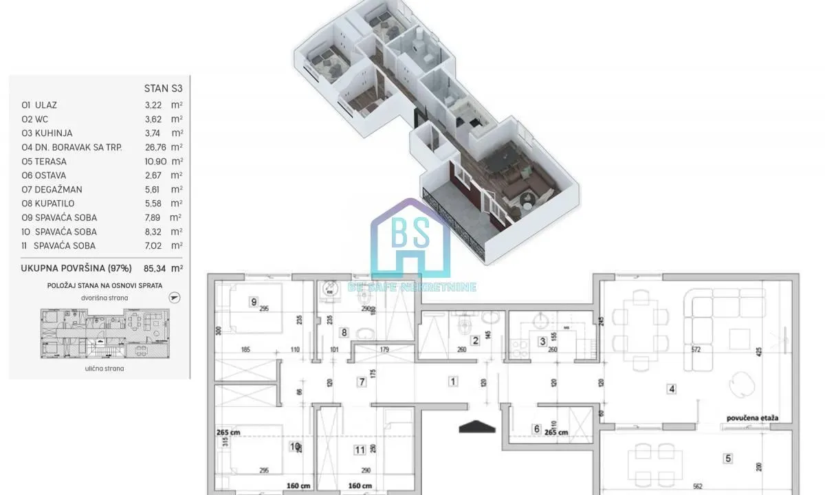 Prodaja, četvorosoban stan, 85m², Veternik, Novi Sad Sve Podlokacije