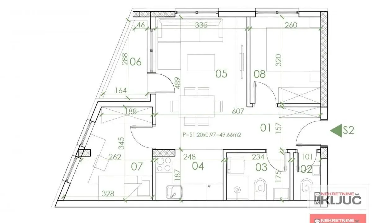 Sale, two bedroom apartment, 50m², Telep, Novi Sad Sve Podlokacije
