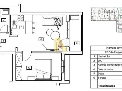 Sale, one bedroom apartment, 38m², Petrovaradin, Novi Sad