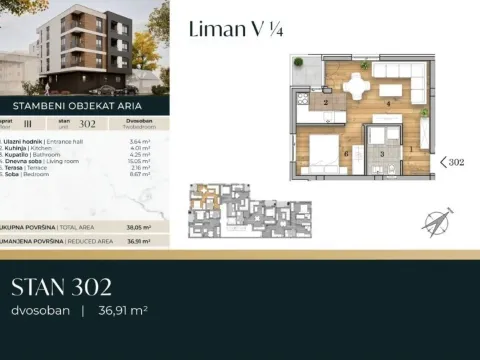 Sale, one bedroom apartment, 37m², Telep, Novi Sad Sve Podlokacije - image 2