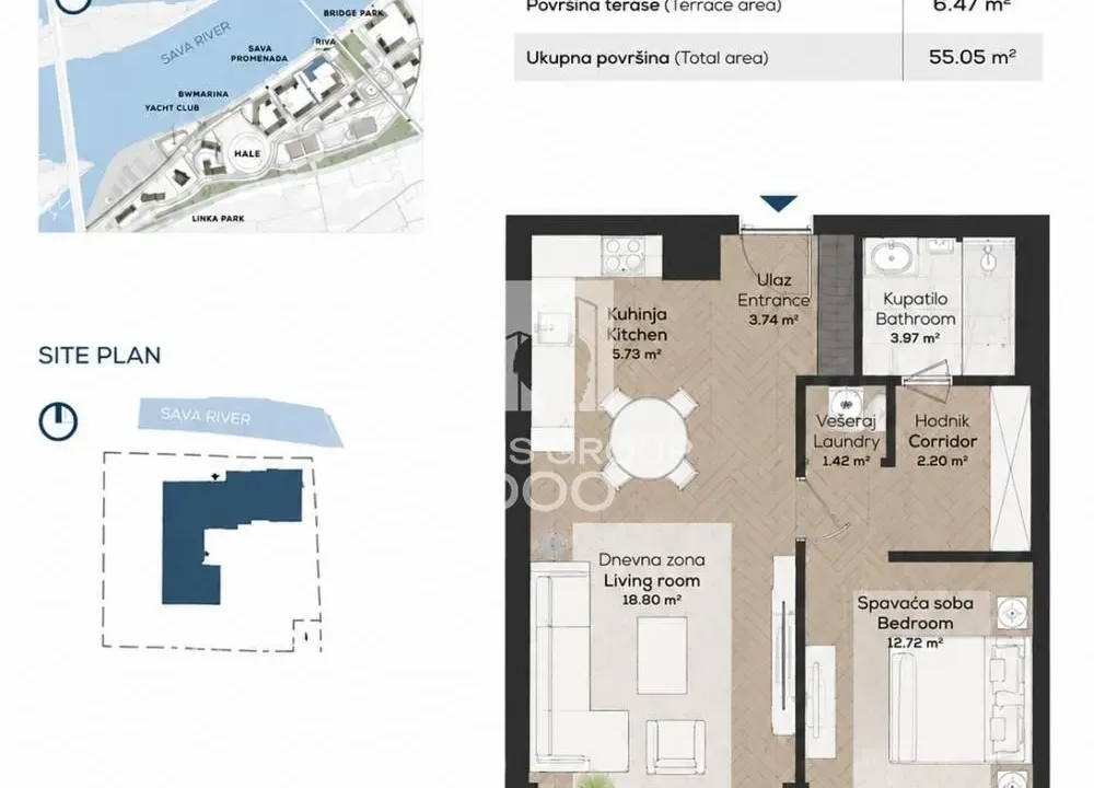 Prodaja, dvosoban stan, 55m², Savski Venac, Beograd