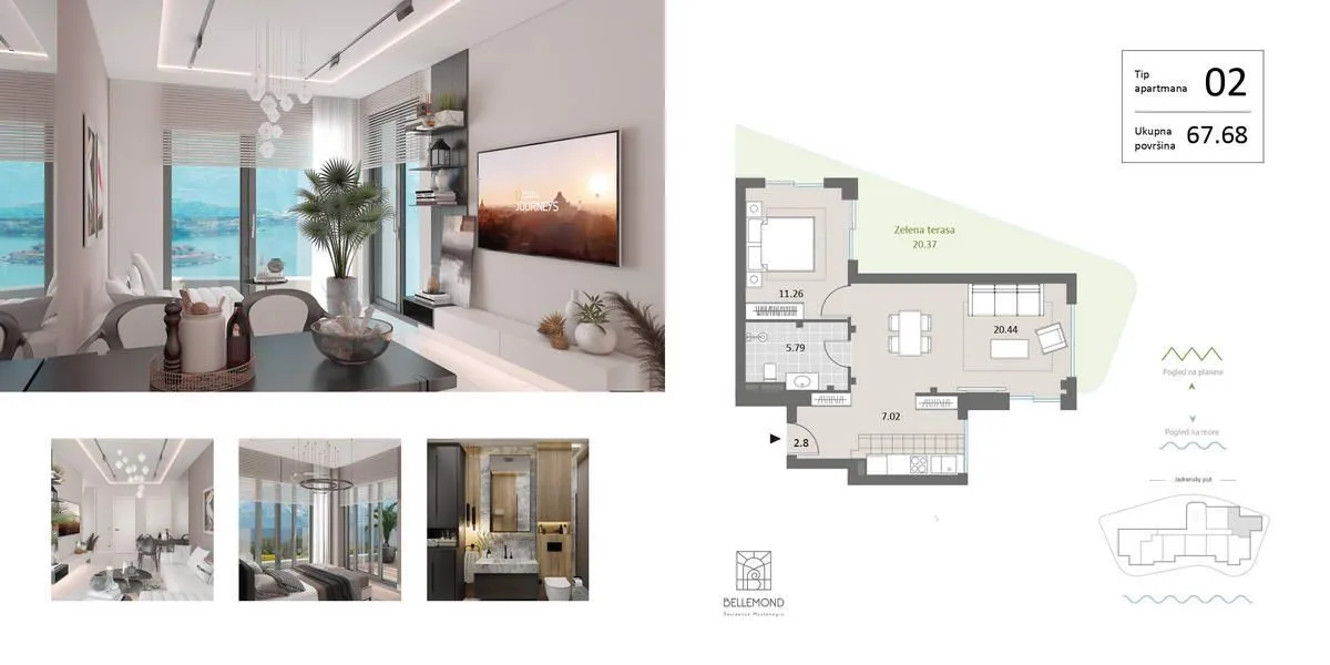 Sale, one bedroom apartment, 67m², Bečići, Budva