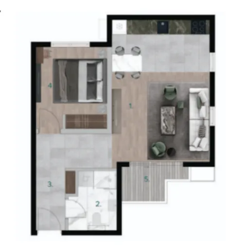Sale, one bedroom apartment, 46m², Bar, Crna Gora