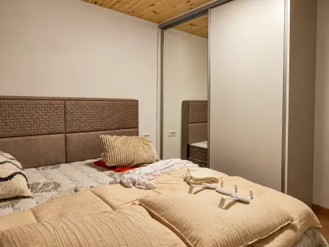 Spavaća soba sa bračnim krevetom i ugradnim ormarom sa ogledalom. - image 17