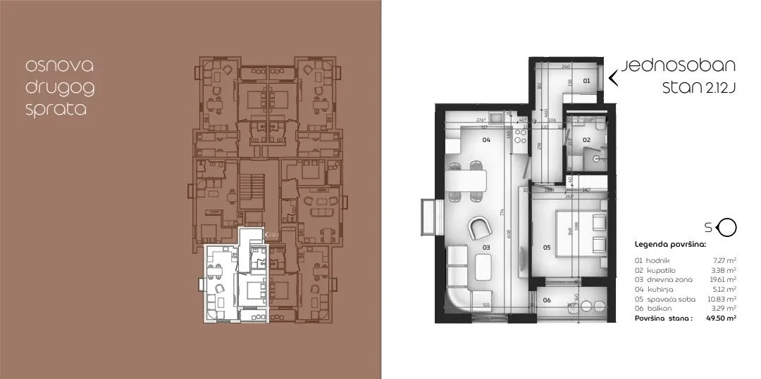 Prodaja, jednosoban stan, 47m², Tološi, Podgorica