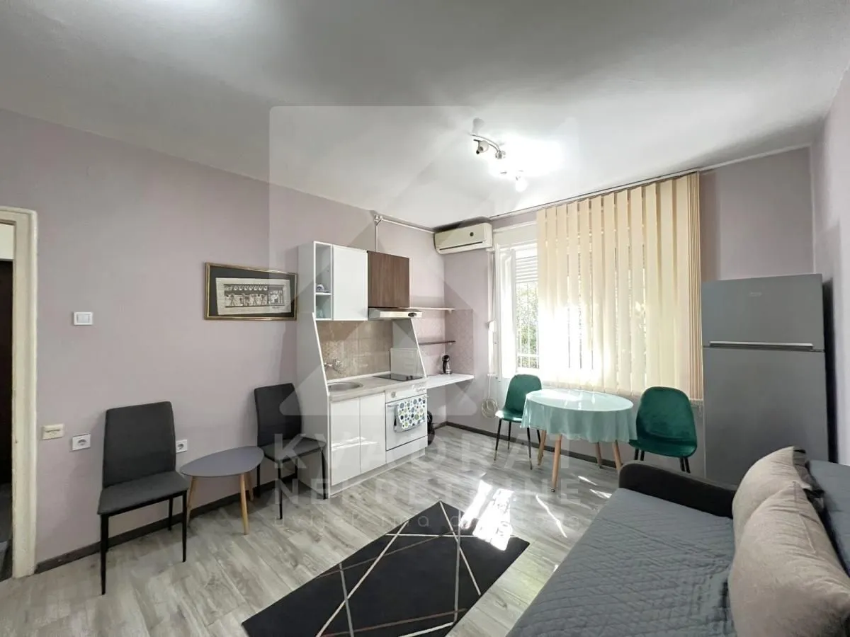 Living room with kitchen and dining area.