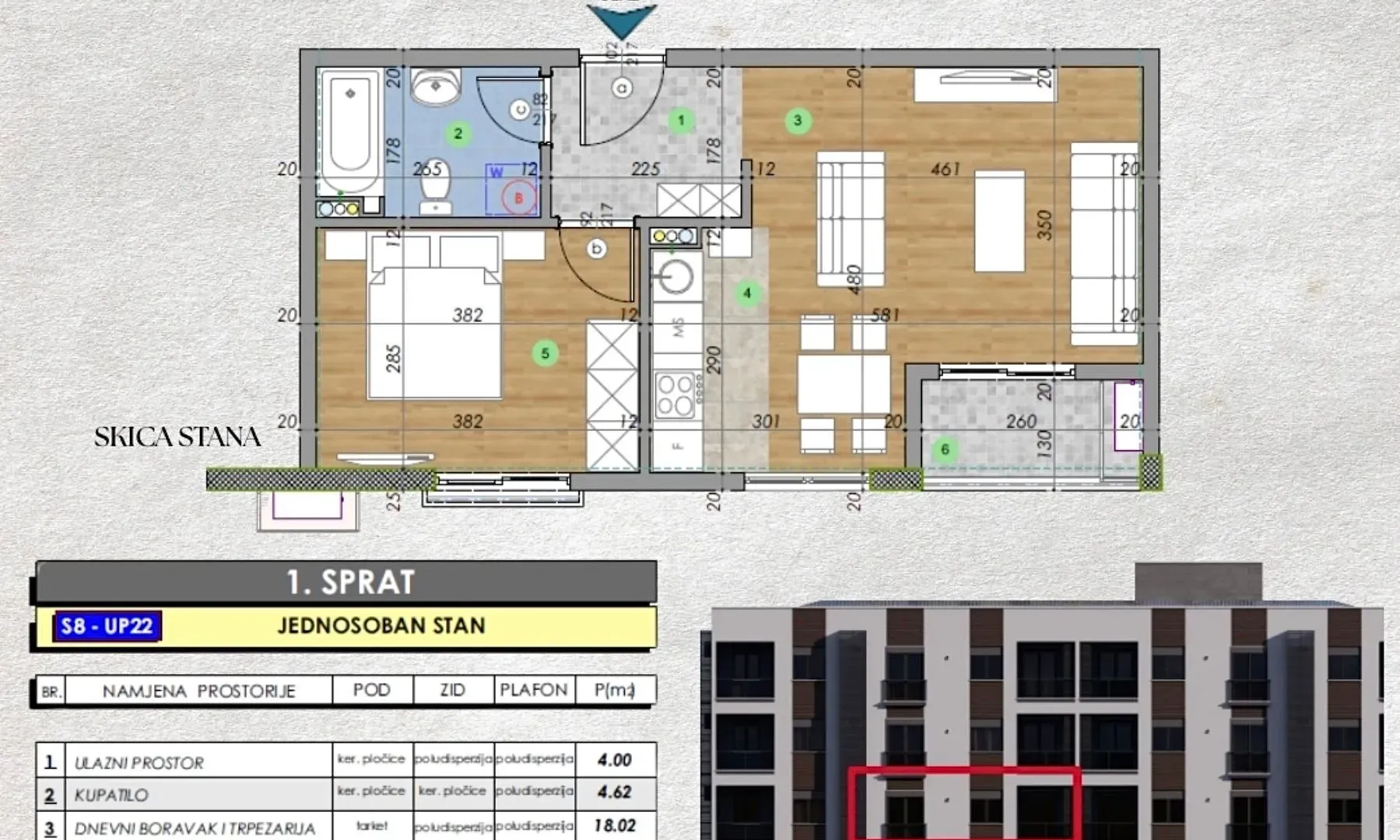 Sale, one bedroom apartment, 45m², Zabjelo, Podgorica