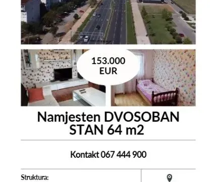 Prodaja, dvosoban stan, 64m², Stari Aerodrom, Podgorica - image 1