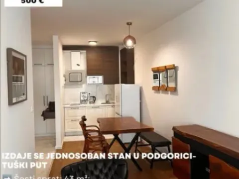 Rent, one bedroom apartment, 43m², Tuški Put, Podgorica