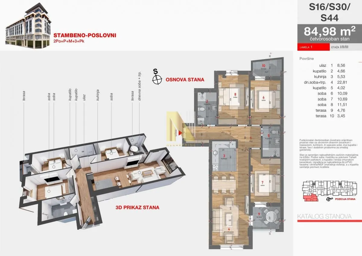 Prodaja, četvorosoban stan, 85m², Centar, Novi Sad