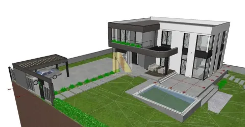 3D render moderne kuće sa bazenom i dvorištem. - image 4