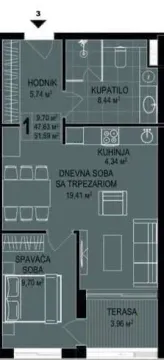 Sale, one bedroom apartment, 52m², Bečići, Budva - image 8