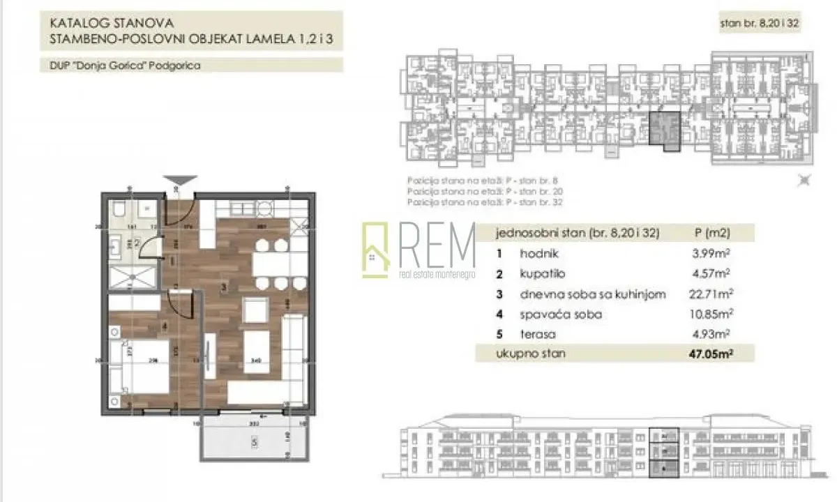 Prodaja, jednosoban stan, 47m², Donja Gorica, Podgorica