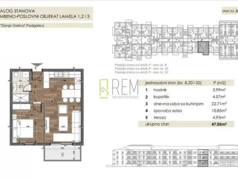 Prodaja, jednosoban stan, 47m², Donja Gorica, Podgorica