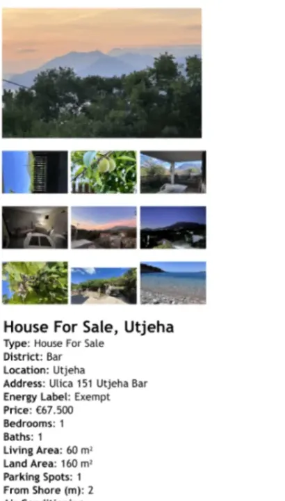 Prodaja, kuća, 60m², Utjeha, Bar