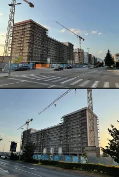 Spoljašnji izgled stambene zgrade u izgradnji sa kranovima. - image 3
