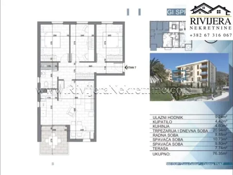 Sale, three bedroom apartment, 75m², Kava, Tivat - image 5