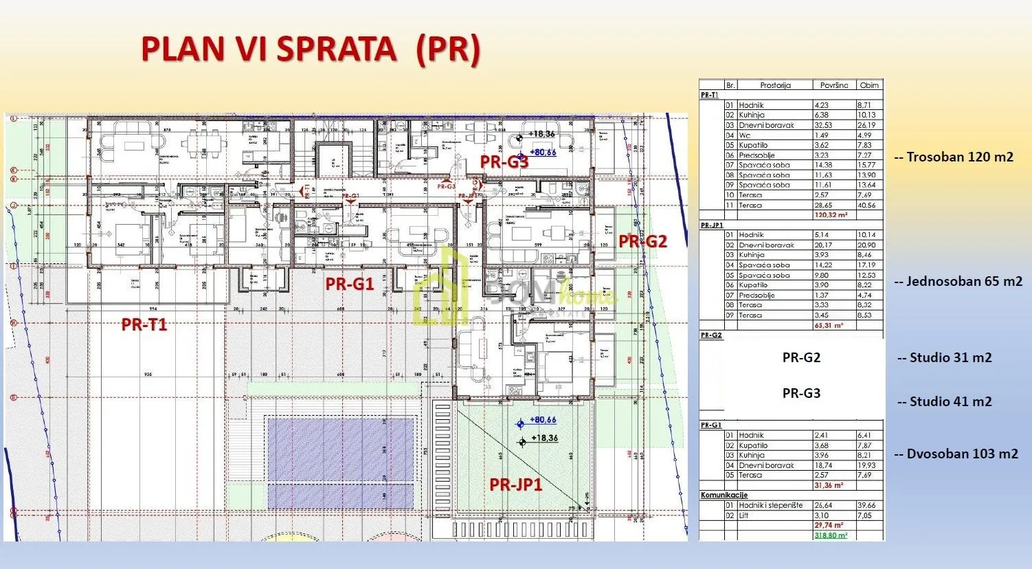 Sale, three bedroom apartment, 102m², Dubovica, Budva