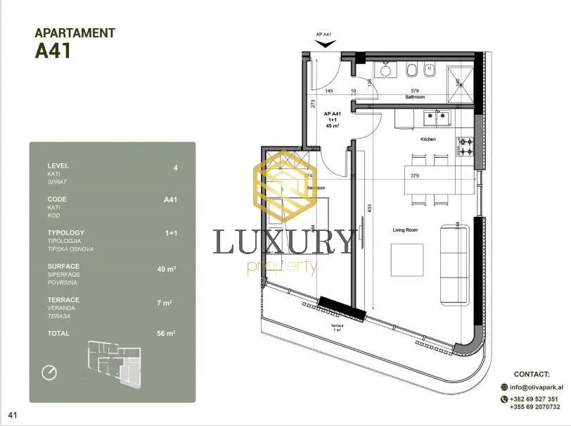 Prodaja, jednosoban stan, 54m², Liman, Ulcinj