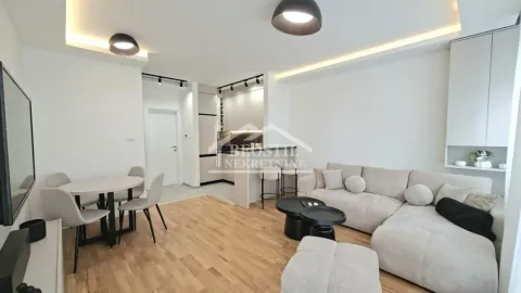 Modern living room connected with dining area and kitchen. - image 17