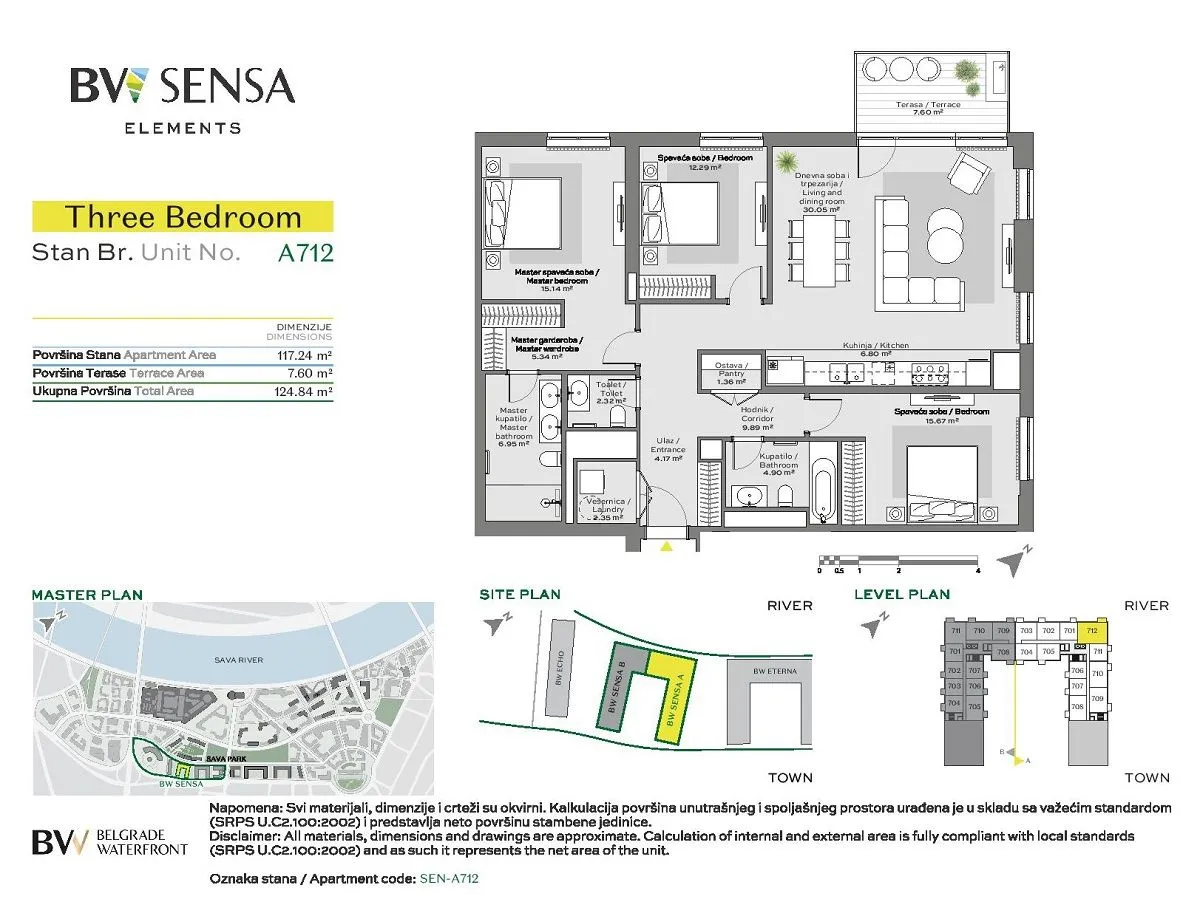 Sale, four bedroom apartment, 125m², Beograd Na Vodi, Beograd