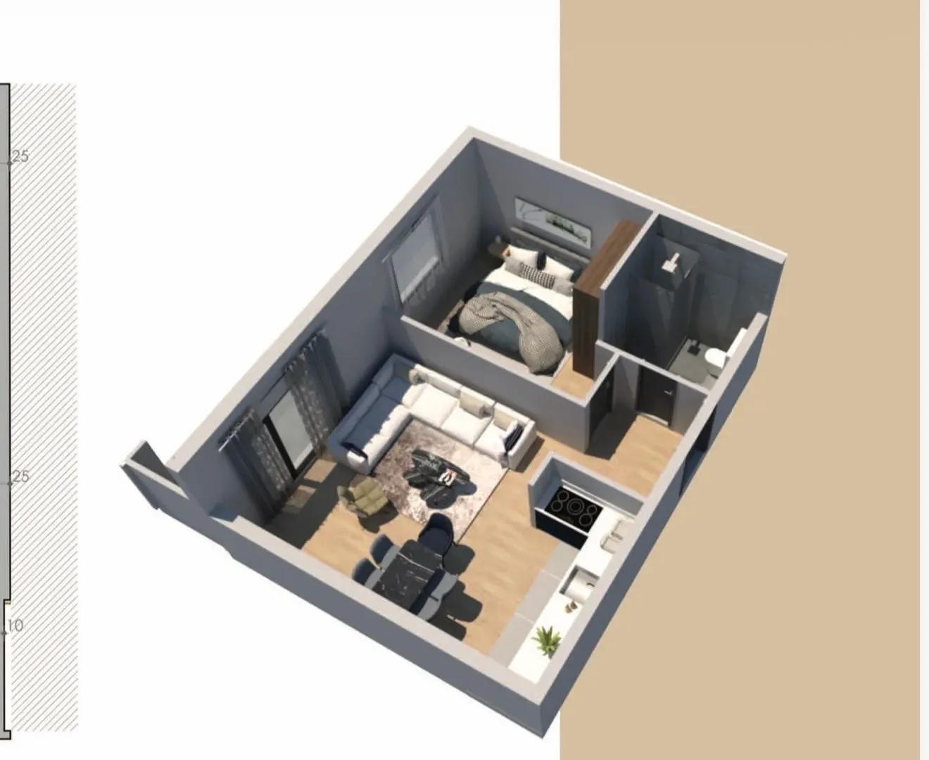 Sale, one bedroom apartment, 49m², Centar, Bar